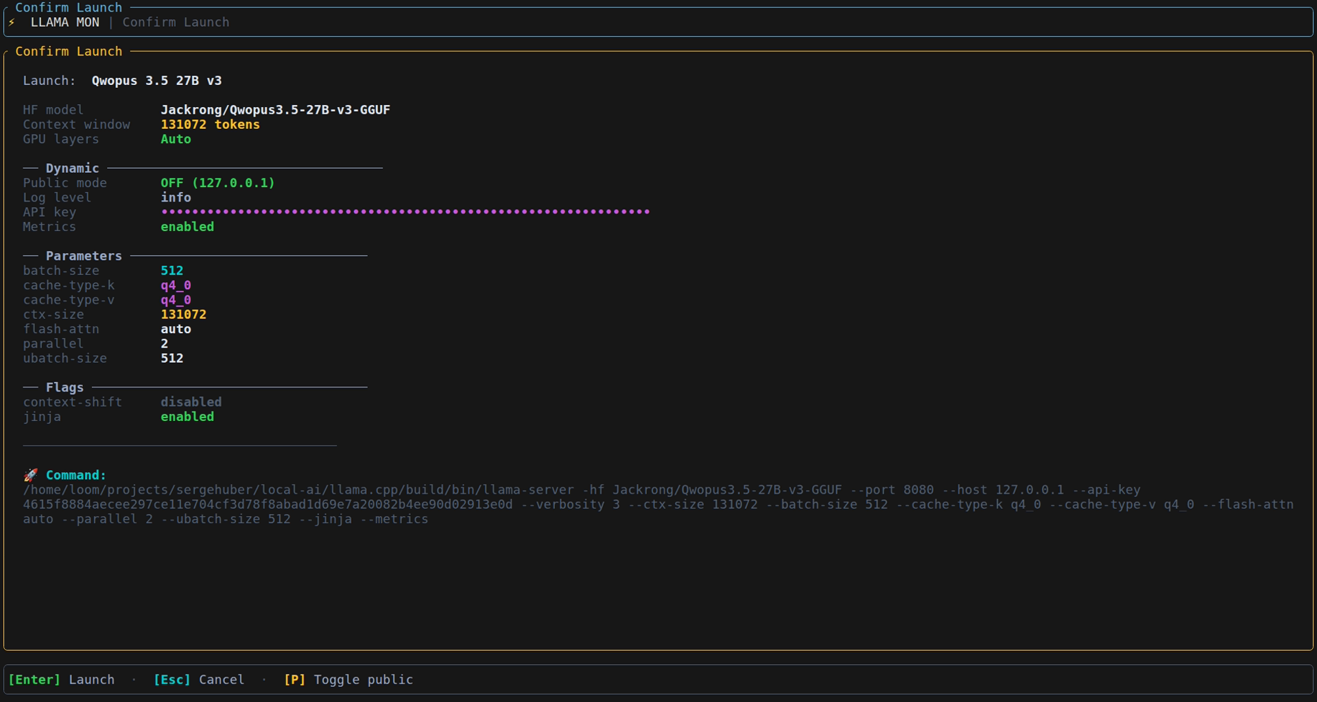 llamamon model launch confirmation dialog